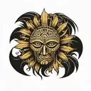 Aztec wariior and the sun  tattoo design idea
