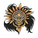 Aztec wariior and the sun  tattoo design idea