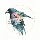 Dark circle with crows on the edges and an eye in the middle of it, the background should be filled with starts  tattoo design idea