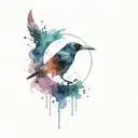 Dark circle with crows on the edges and an eye in the middle of it, the background should be filled with starts  tattoo design idea