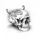 coffin with skulls tattoo design idea