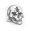 coffin with skulls tattoo design idea