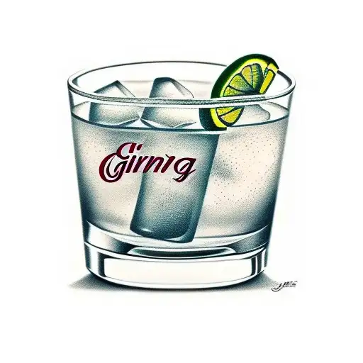 a gin glass with the words G&T inside it tattoo design idea