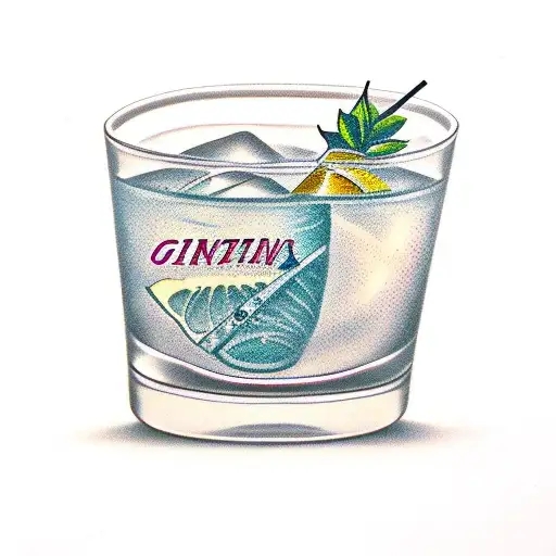 gin glass with letters G & T inside  tattoo design idea