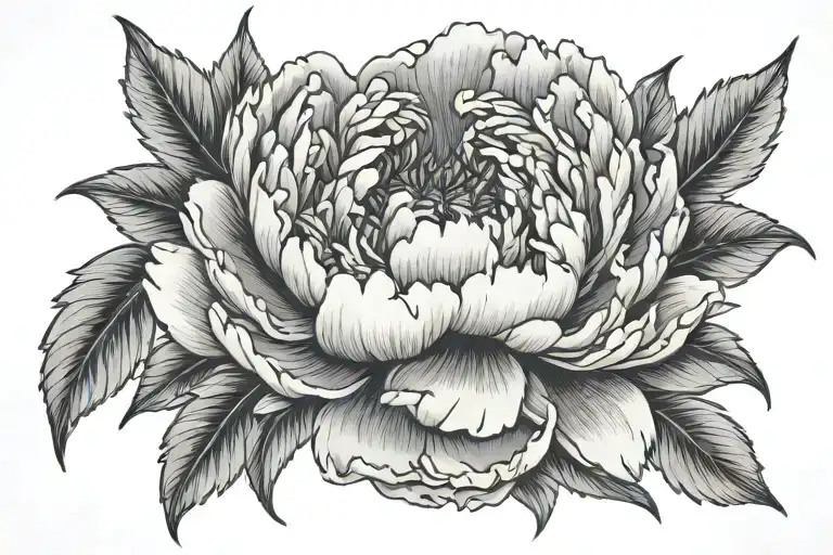 peony flower blooming tattoo design idea
