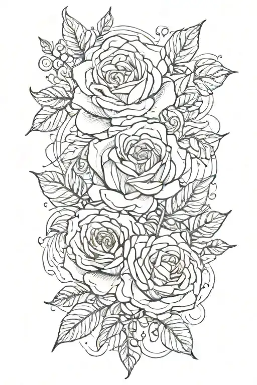 roses and honeysuckle flowers tattoo design idea