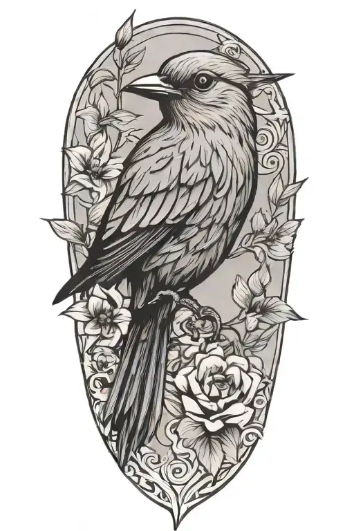 fine line bird tattoo design idea