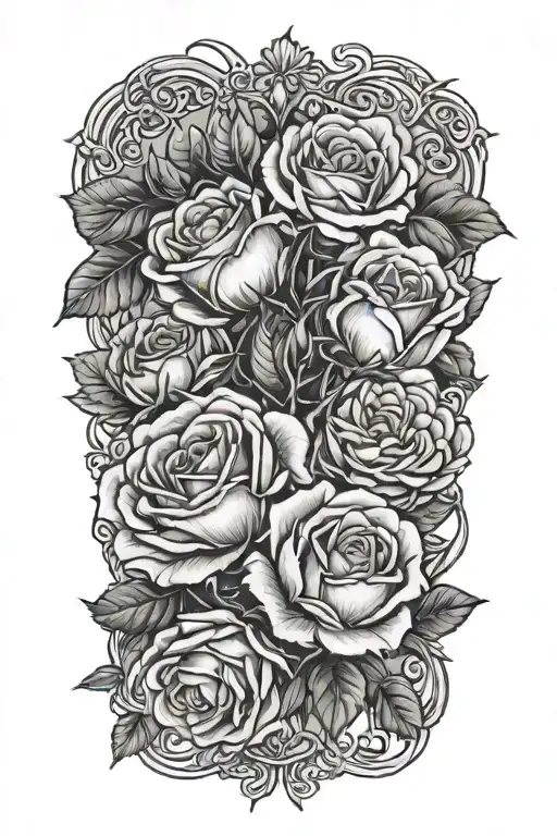 roses and honeysuckle flowers tattoo design idea