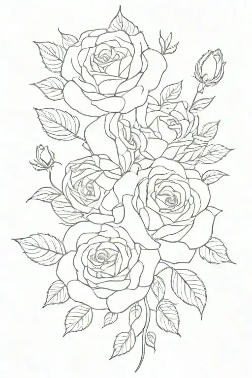 roses and honeysuckle flowers tattoo design idea