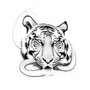 Tiger with snake tattoo design idea