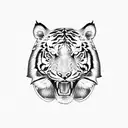 Tiger with snake tattoo design idea