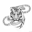 Tiger with snake tattoo design idea