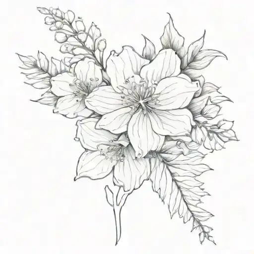 july birth flower march birth flower February birth flower January birth flower and December birth flower tattoo design idea