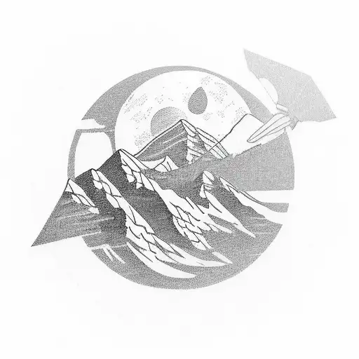 An astronaut floating above Mount Everest tattoo design idea