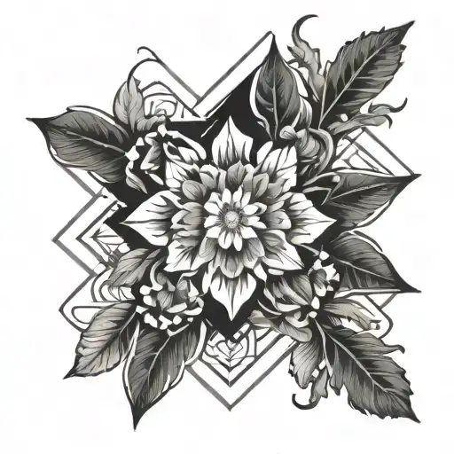 gothic wildflowers feral  tattoo design idea
