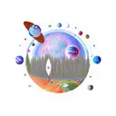 woods with space planets and a starship tattoo design idea