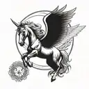 pegasus horse with wings flying towards the sun tattoo design idea