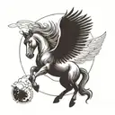 pegasus horse with wings flying towards the sun tattoo design idea