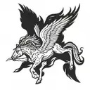 pegasus flying tattoo design idea