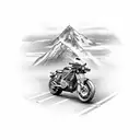 street bike with mountain bik track tattoo design idea