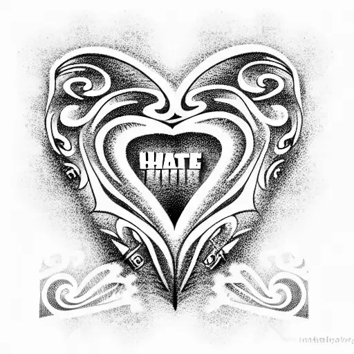 hate love tattoo design idea