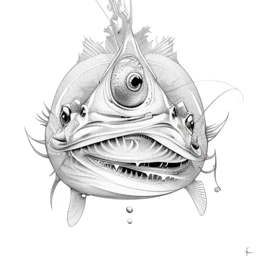 Sketch Angler Fish Tattoo Idea - BlackInk AI