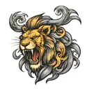 lion roaring tattoo design idea