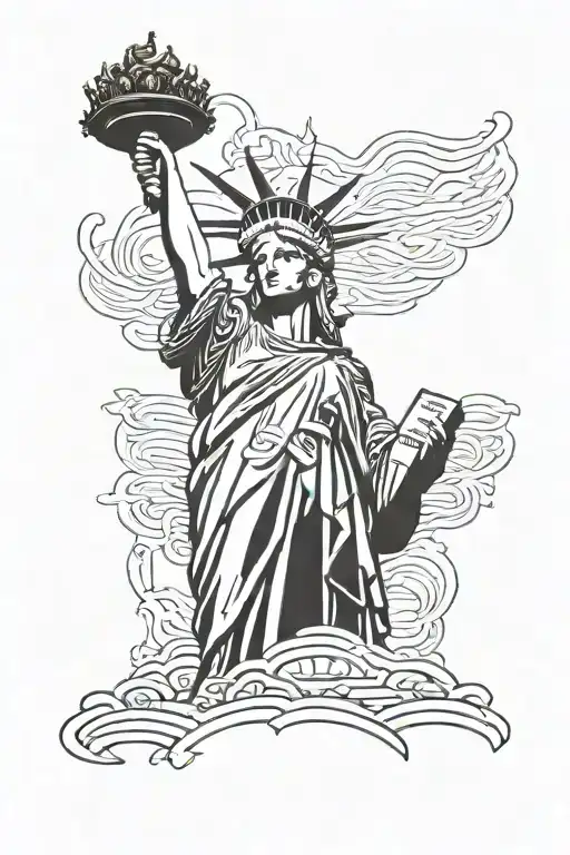 lady liberty statue tattoo design idea