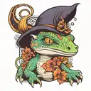 gecko witch tattoo design idea