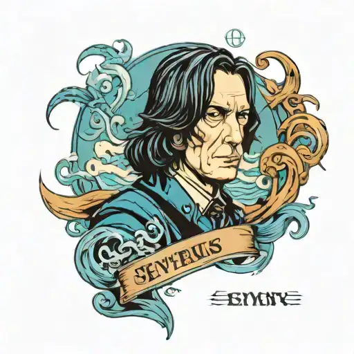Severus Snape Crime Haie Like Waves blue tattoo design idea