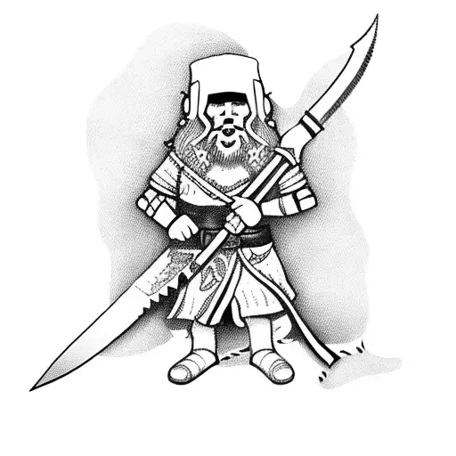 Viking nurse wielding a knife tattoo design idea