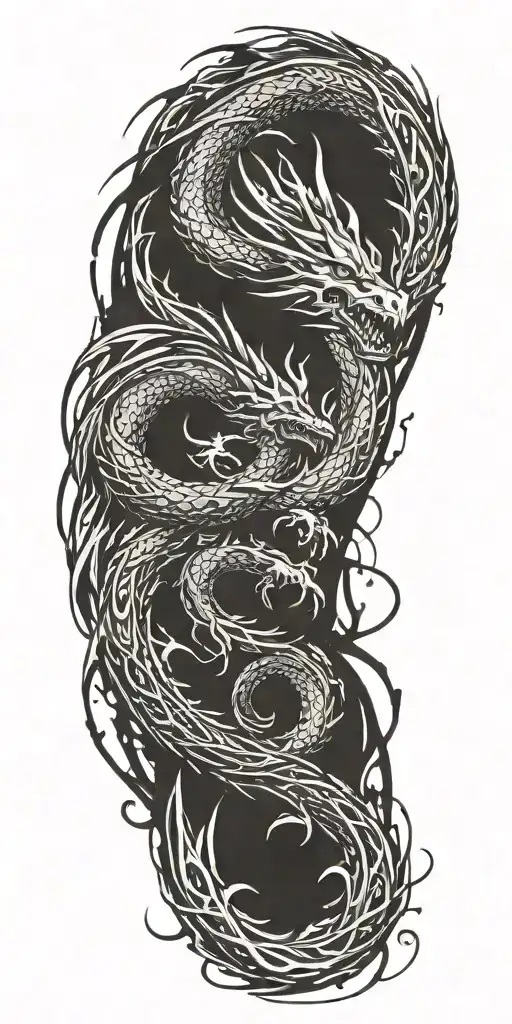 abstract dragon flying tattoo design idea
