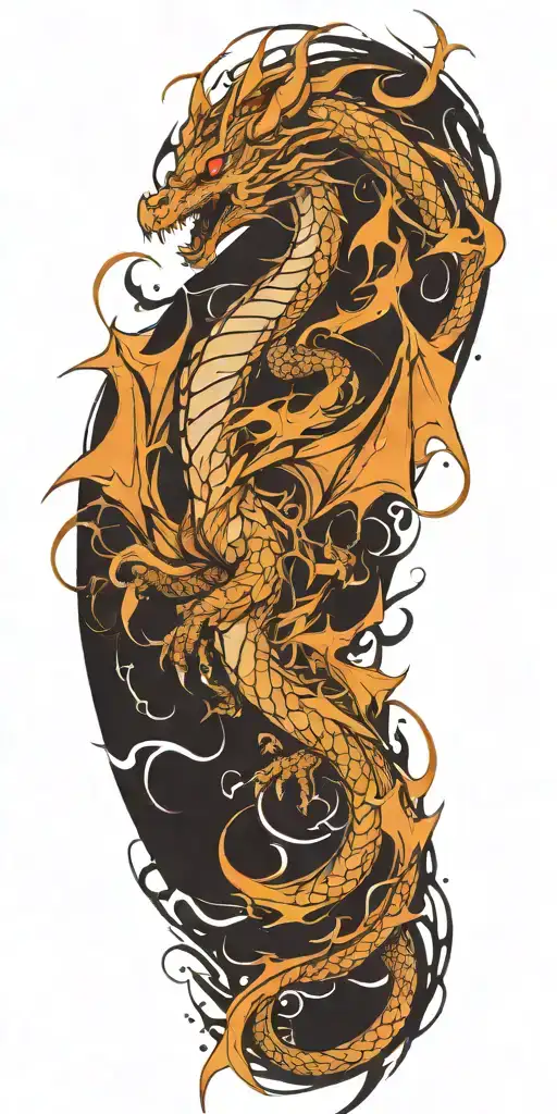 abstract dragon flying tattoo design idea