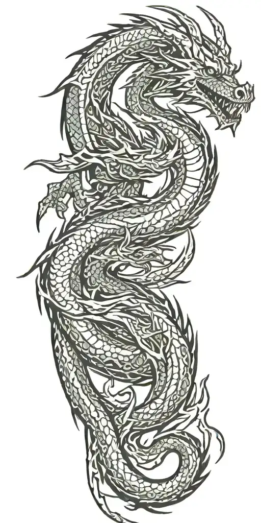 abstract dragon flying tattoo design idea