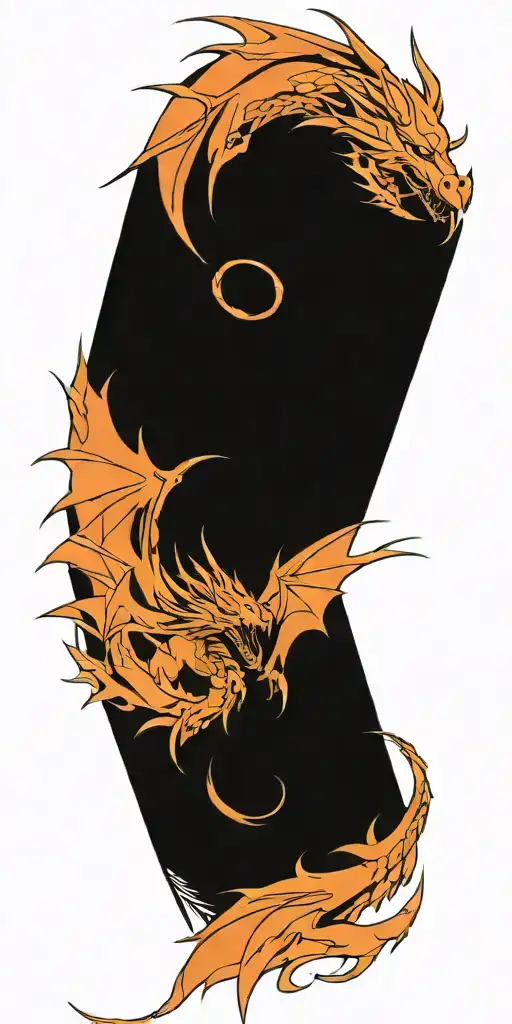 abstract dragon flying tattoo design idea