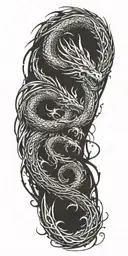abstract dragon flying tattoo design idea