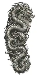 abstract dragon flying tattoo design idea