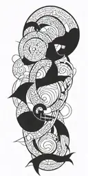 alchemy signs intertwined with elements tattoo design idea