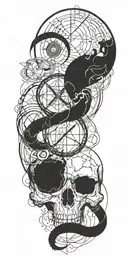 alchemy signs intertwined with elements tattoo design idea