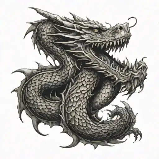 Create a sleeve tattoo design that merges the client's hobbies with a dragon theme in a dotwork style tattoo design idea