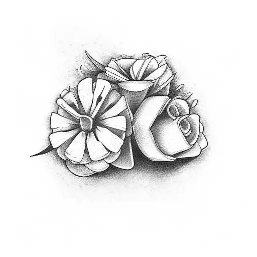 birth flowers for march may september wrapped around like a bracelet with raw birthstones for march may september in mut tattoo design idea