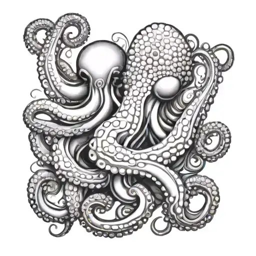 octopuses with delicate tentacles tattoo design idea