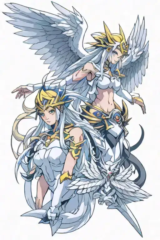 angewomon and ladydevimon tattoo design idea