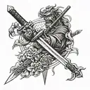samurai sword crossing each other tattoo design idea