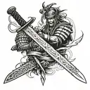 samurai sword crossing each other tattoo design idea