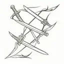  two samurai sword crossing each other tattoo design idea