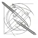  two samurai sword crossing each other tattoo design idea