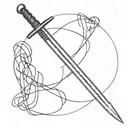  two samurai sword crossing each other tattoo design idea
