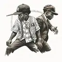 African American boys wearing baseball hats and suits in Philadelphia  tattoo design idea