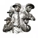 African American boys wearing baseball hats and suits in Philadelphia  tattoo design idea
